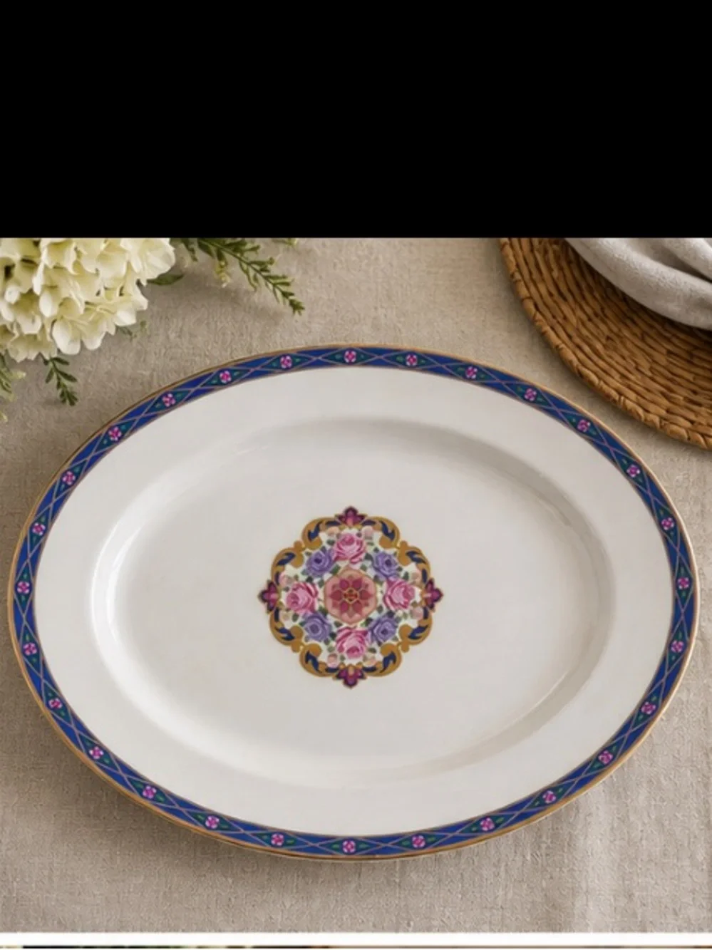 Vintage Muirfield Medallion Oval Serving Platter